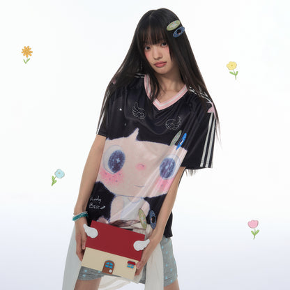 【NewJNXS × Kuku 2.0】Kuku Oversized Graphic Rhinestone Tee