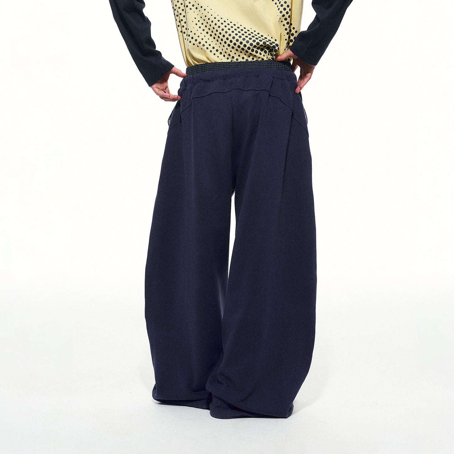NewJNXS Layered Plaid Waist Sweatpants