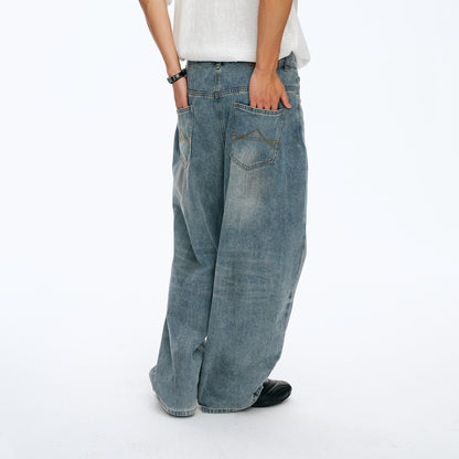 NewJNXS Washed Panel Straight-Leg Jeans