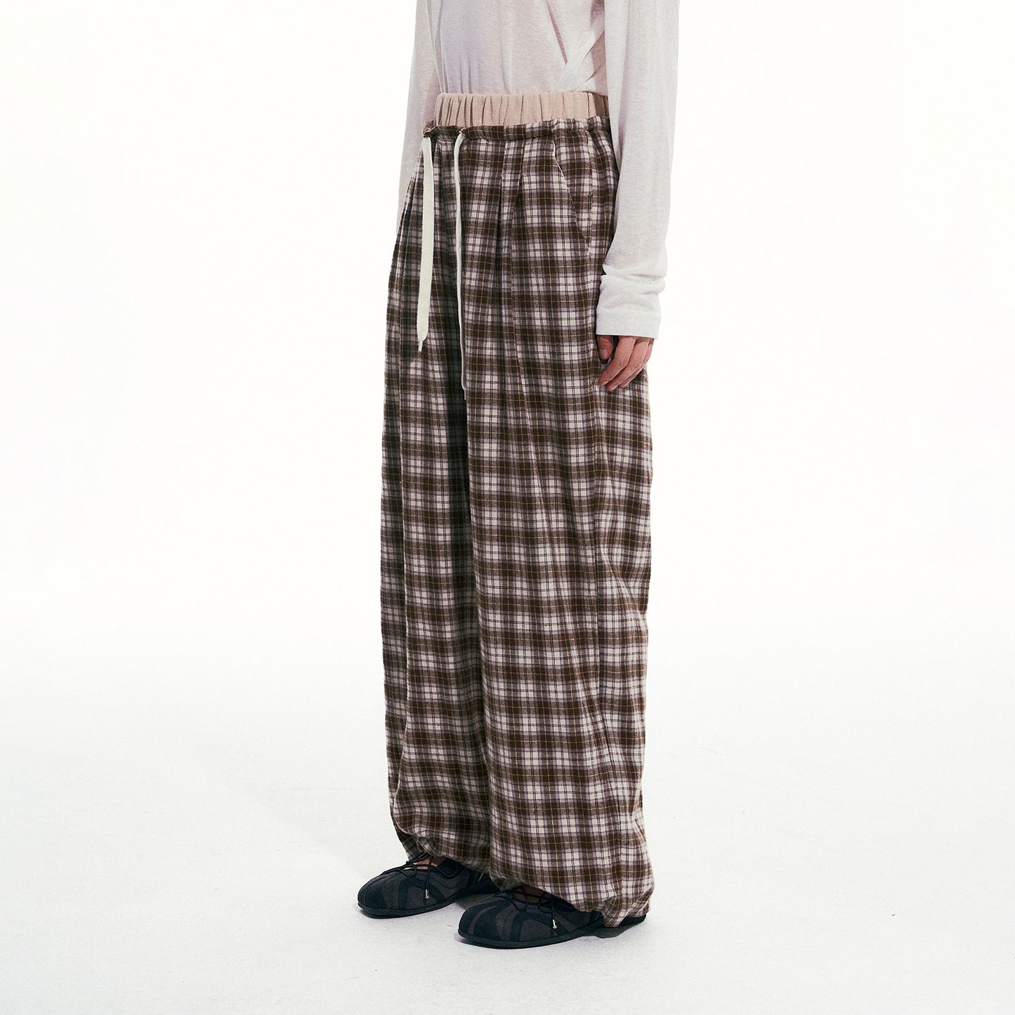 NewJNXS Vintage Plaid Casual Trousers