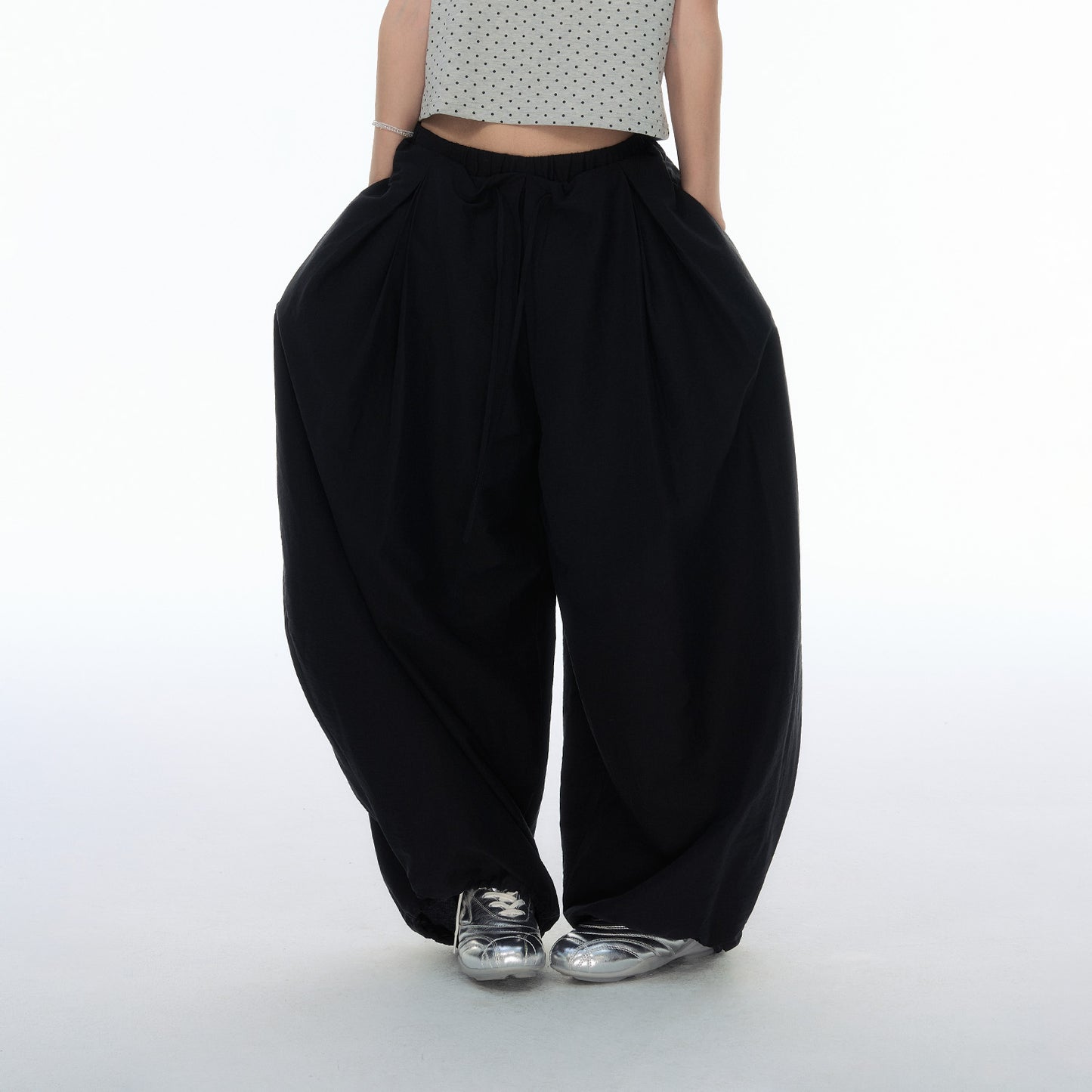 NewJNXS SS Balloon Drawstring-Hem Pants