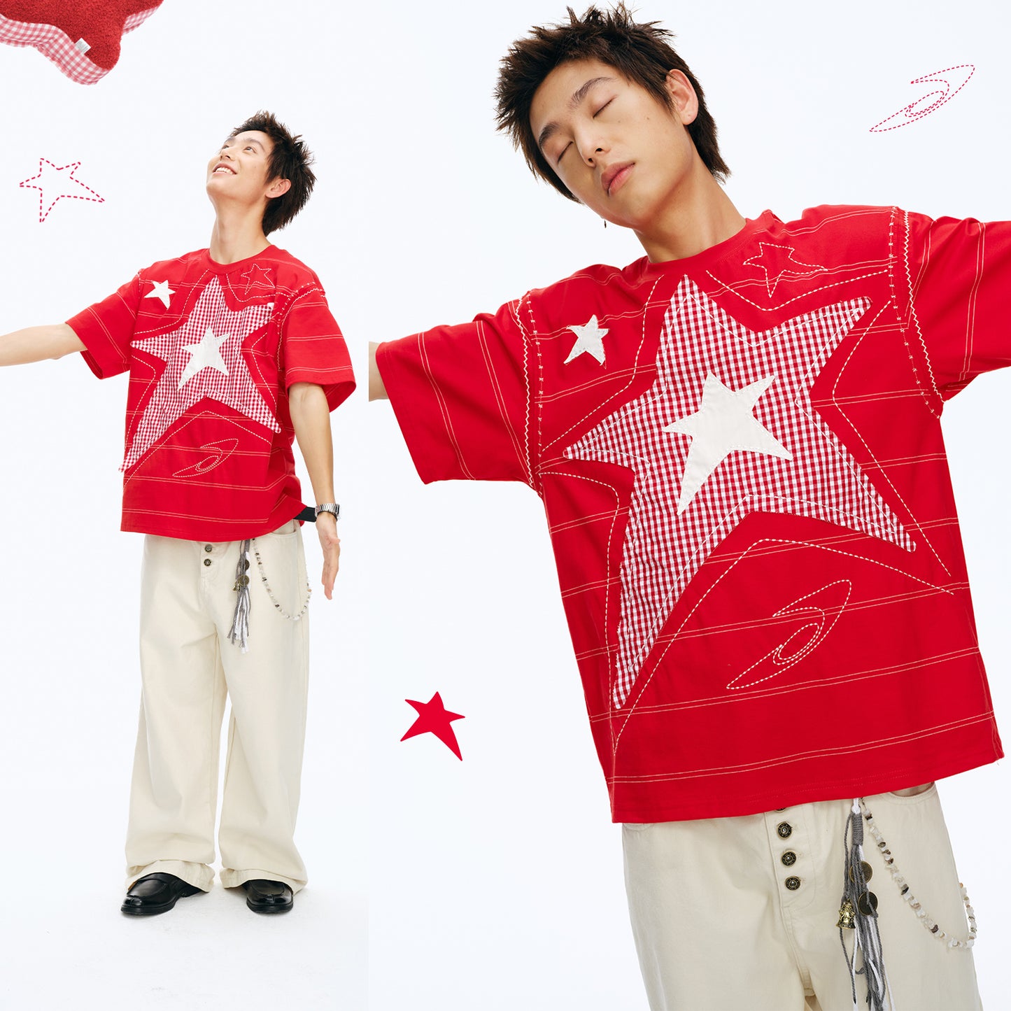 NewJNXS Star Patch Oversized T-Shirt