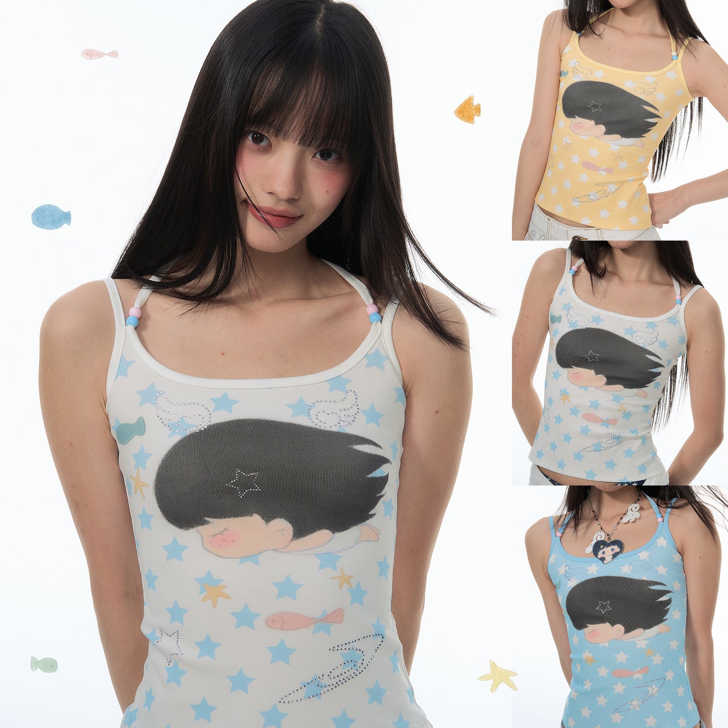【NewJNXS × Kuku 2.0】All-Over Star Print Cami Top