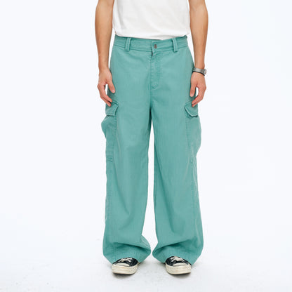 NewJNXS Washed Herringbone Straight-Leg Cargo Pants