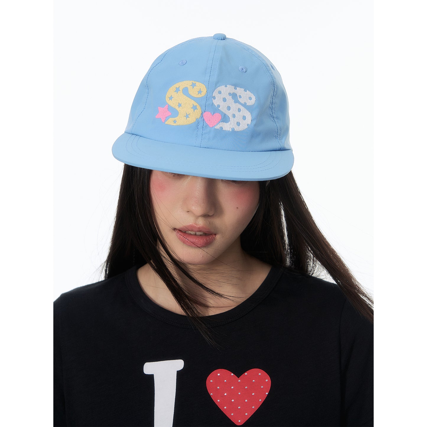 NewJNXS Heart & Wings Embroidered Flat Brim Cap