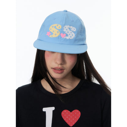 NewJNXS Heart & Wings Embroidered Flat Brim Cap