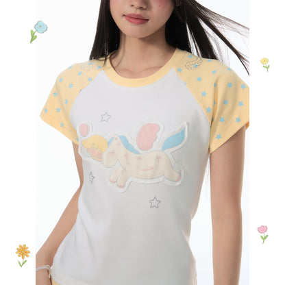 【NewJNXS × Kuku 2.0】Rhinestone Unicorn Fitted Tee