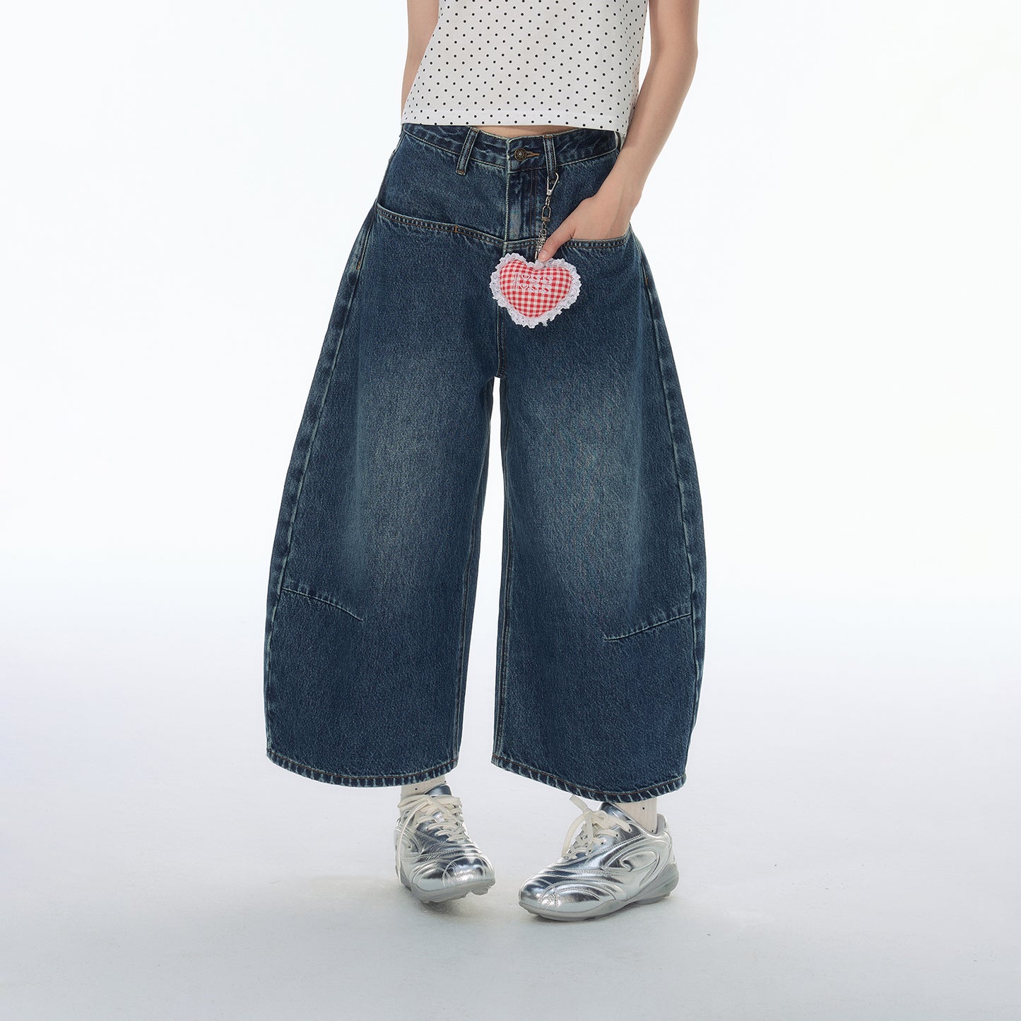 NewJNXS SS Washed Barrel-Leg Cropped Jeans