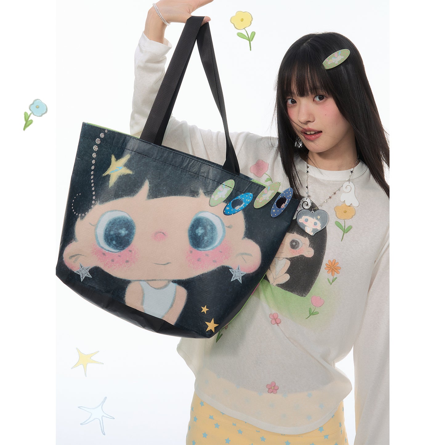 【NewJNXS × Kuku 2.0】Star Polka Dot Reversible Tote Bag