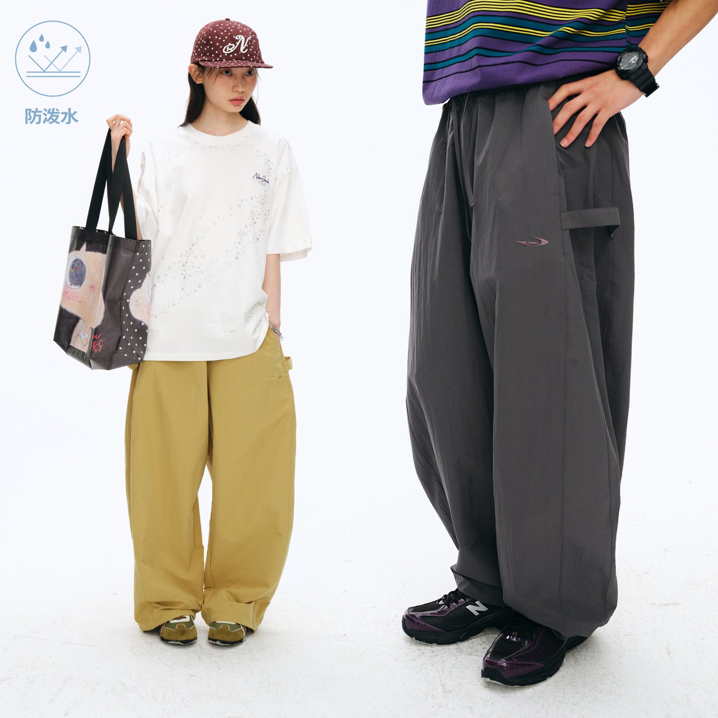 NewJNXS Water-Repellent Woven Straight-Leg Pants