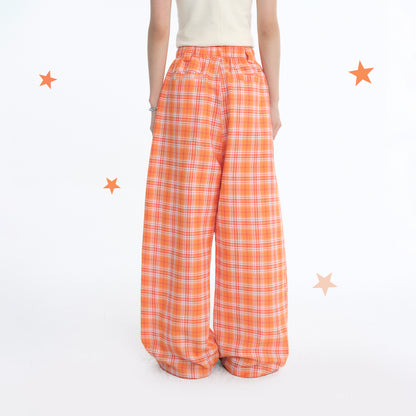 NewJNXS Wrinkle-Resistant Plaid Wide-Leg Pants