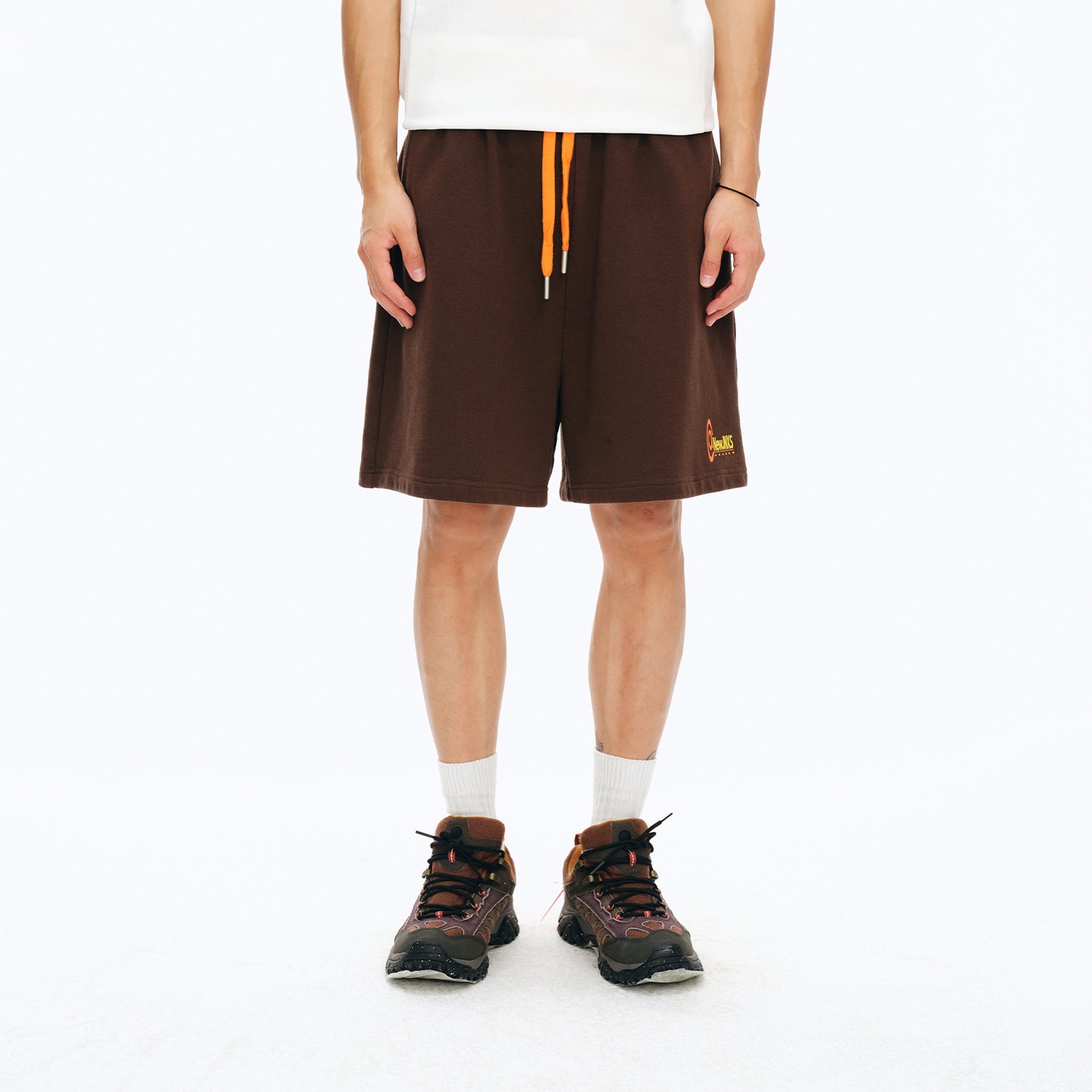NewJNXS Washed Brushed Color-Block Sports Shorts