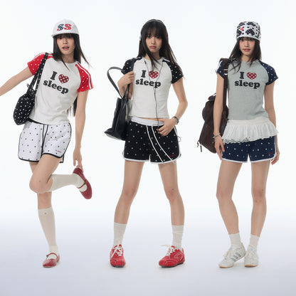 NewJNXS "LOVE SLEEP" All-Over Star Print Slim-Fit T-Shirt