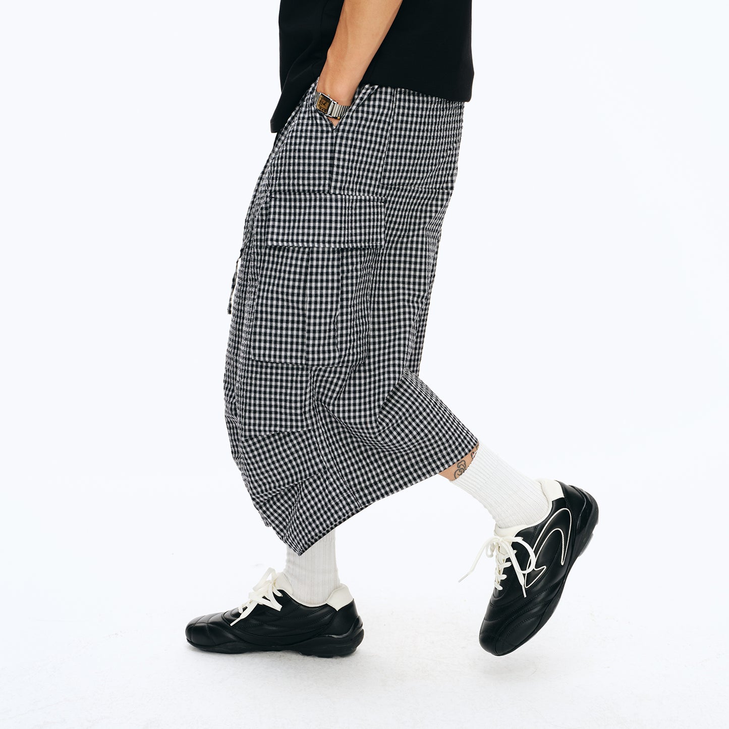 NewJNXS Oversized Pocket Plaid Pants