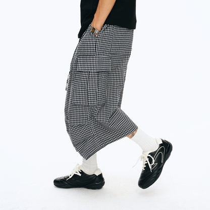 NewJNXS Oversized Pocket Plaid Pants
