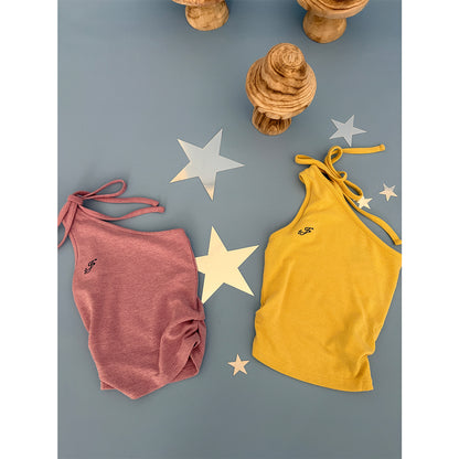 NewJNXS Embroidered Knit Halter Top