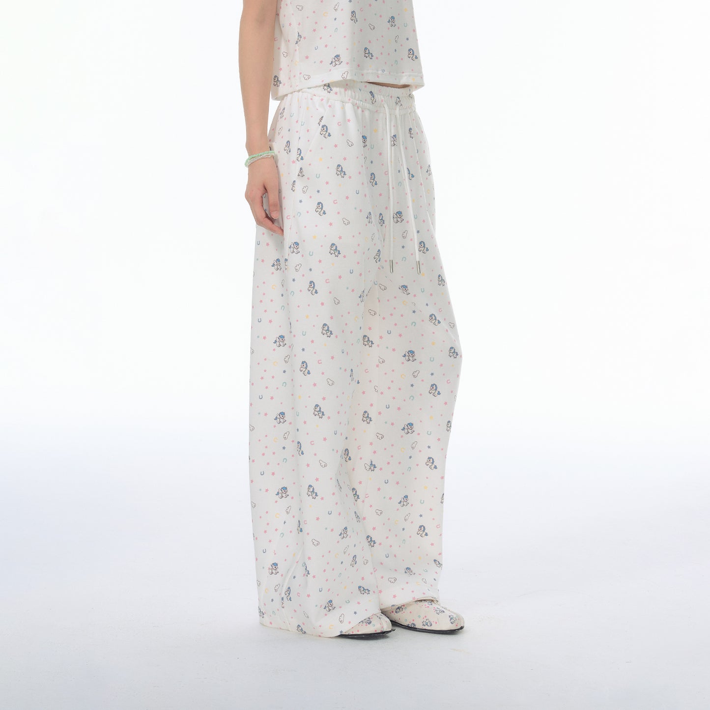 NewJNXS SS Pegasus Print Lyocell Wide-Leg Pants
