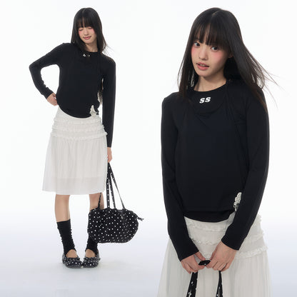 NewJNXS SS 2-in-1 Cami Long Sleeve T-Shirt
