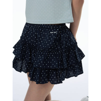 NewJNXS Ruffle Polka Dot Mini Skirt