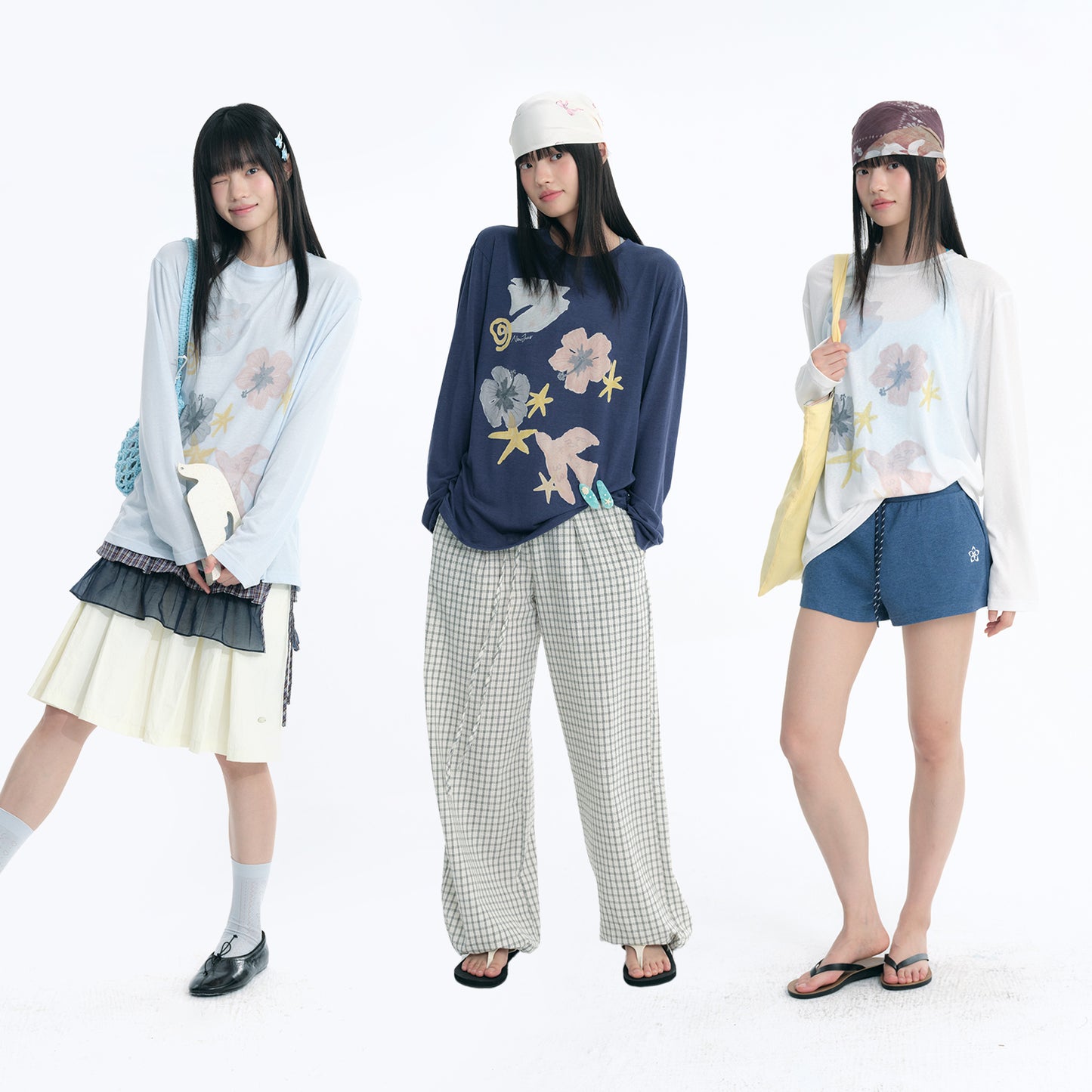 NewJNXS Lyocell Bird & Floral Print Blouse