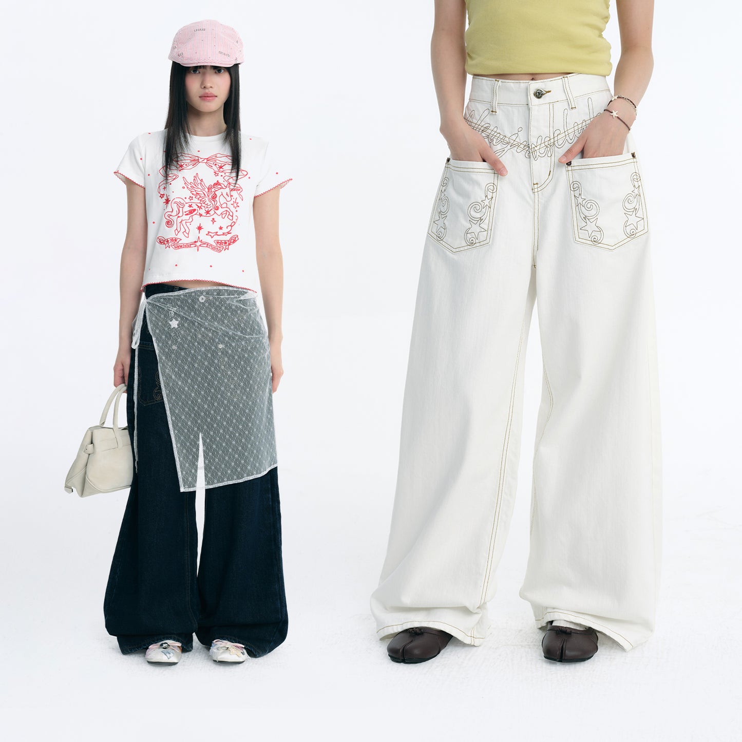 NewJNXS Angel Wings Embroidered Jeans