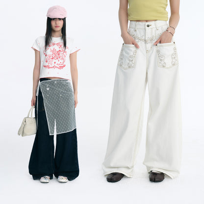 NewJNXS Angel Wings Embroidered Jeans