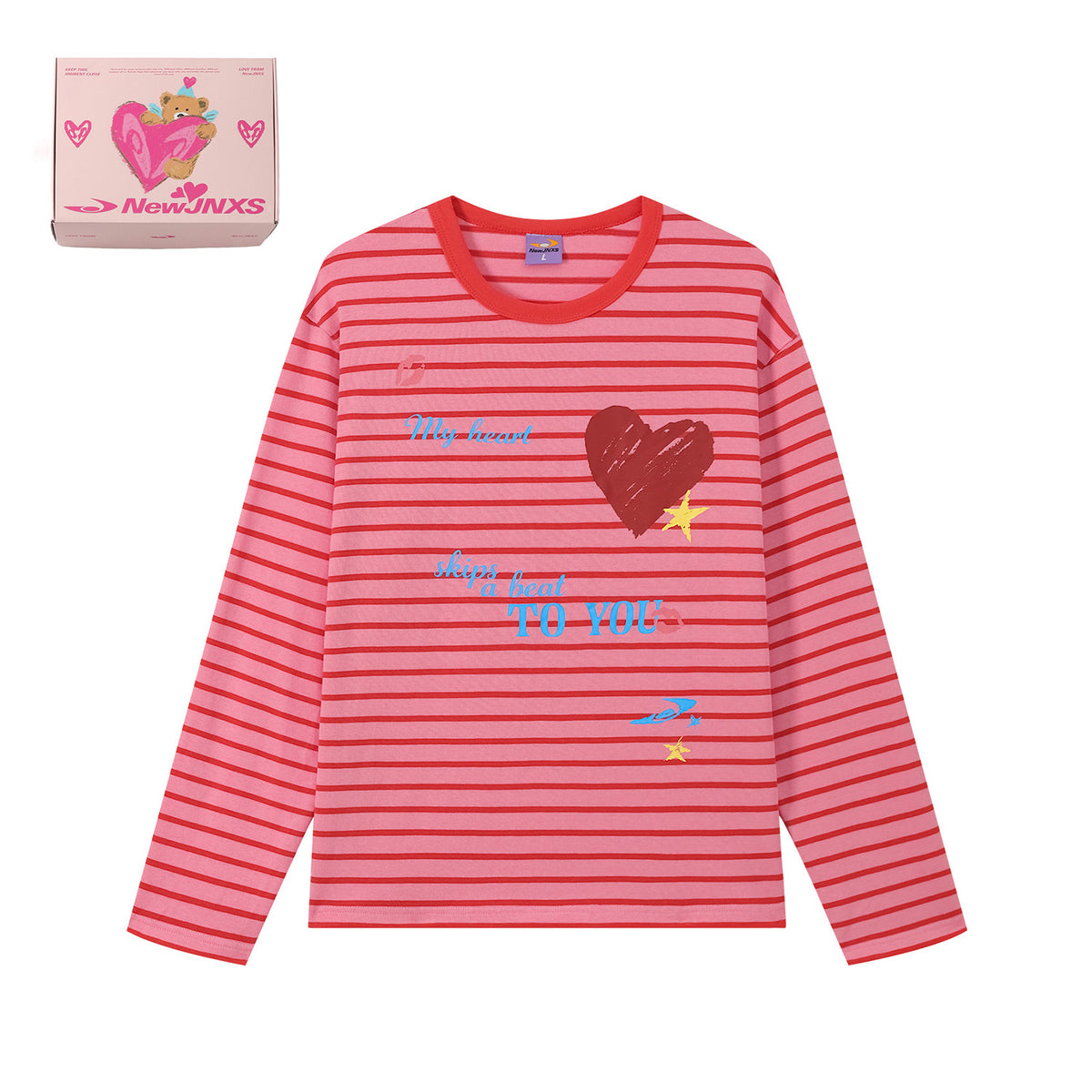NewJNXS Vintage Contrast Stripe Long Sleeve Tee