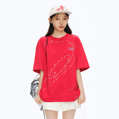NewJNXS Glitter Star Graphic Oversized T-Shirt