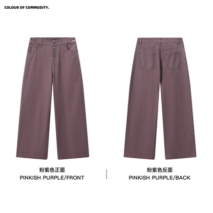 NewJNXS Washed Five-Button Embroidered Loose Straight-Leg Cargo Pants