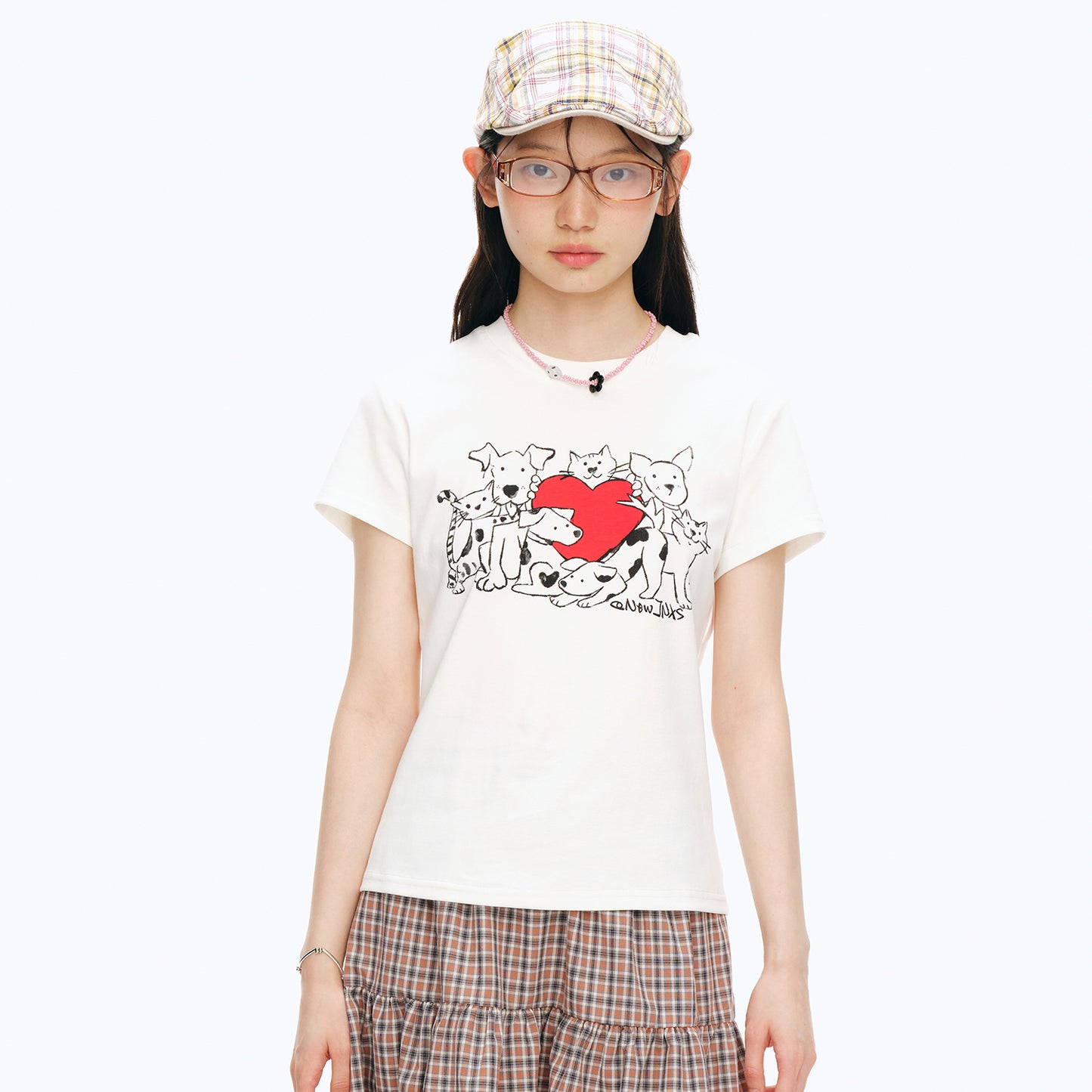 NewJNXS Cat & Dog Heart Graphic Family Tee