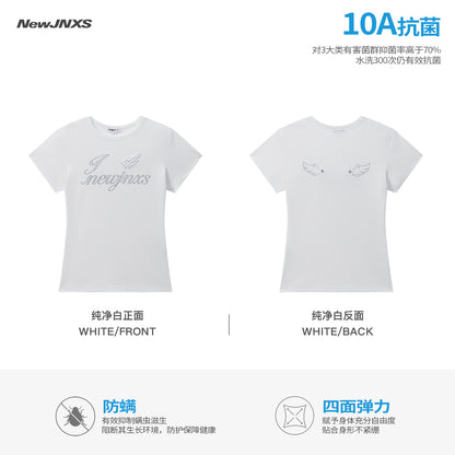 NewJNXS SS Wing Rhinestone Stretch Knit Tee
