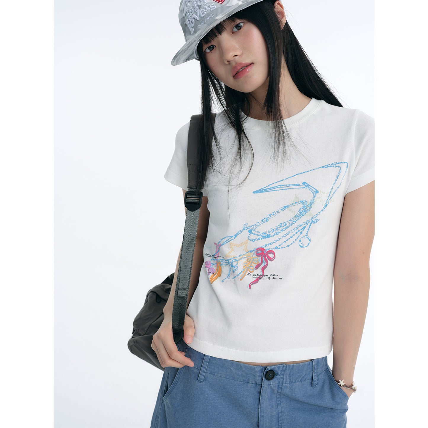 NewJNXS Bow Chain Logo Slim-Fit Tee