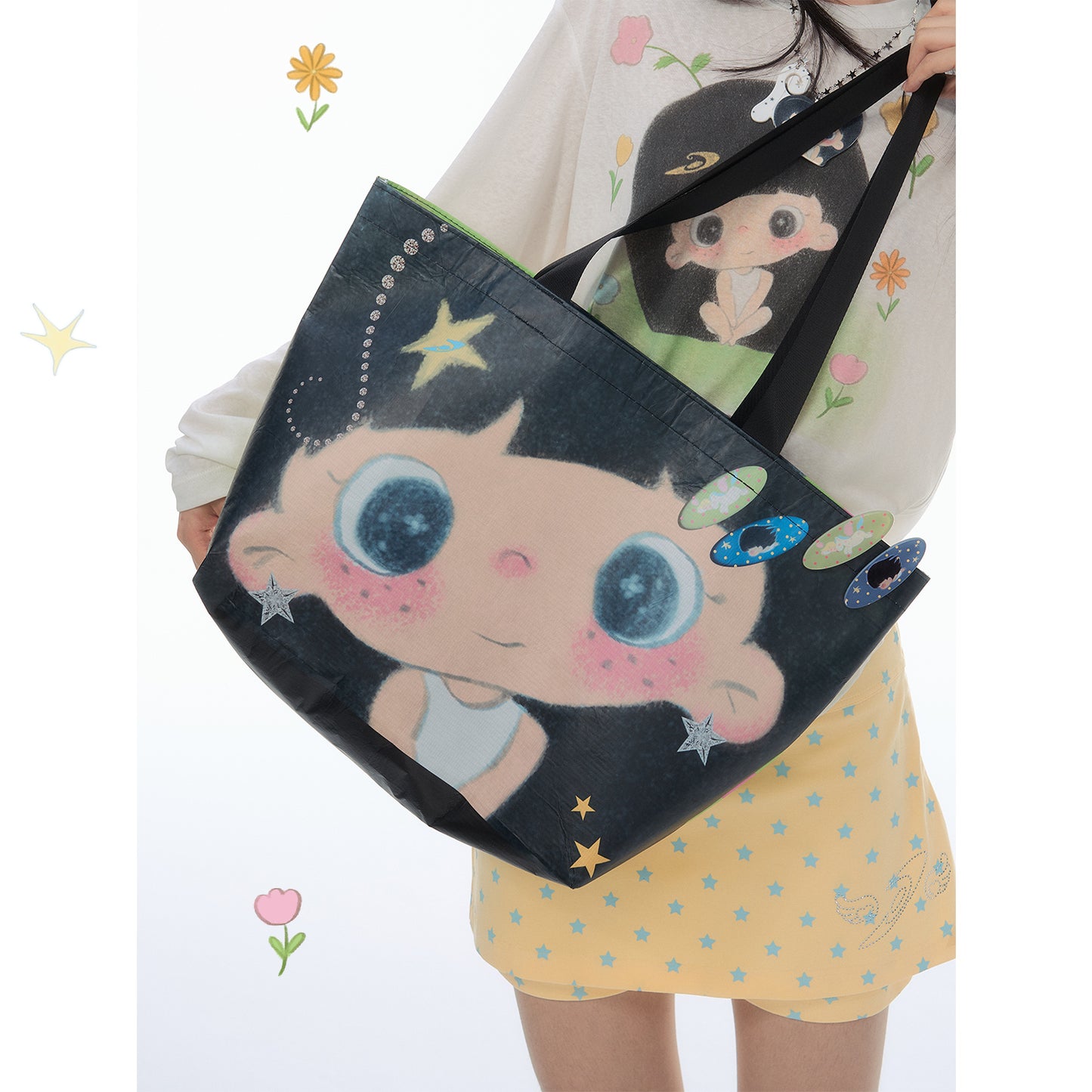 【NewJNXS × Kuku 2.0】Star Polka Dot Reversible Tote Bag