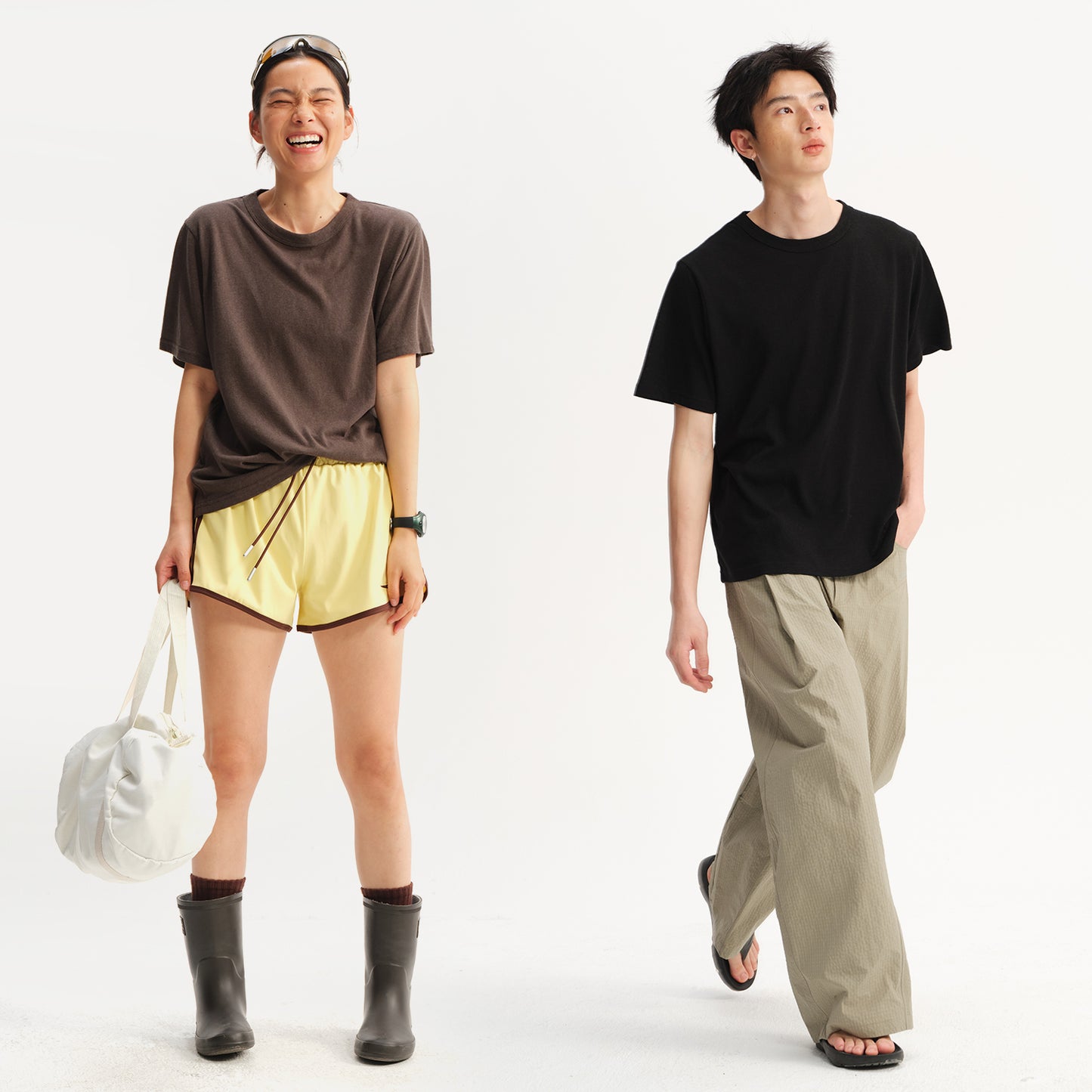 NewJNXS Linen-Feel Relaxed Basic T-Shirt