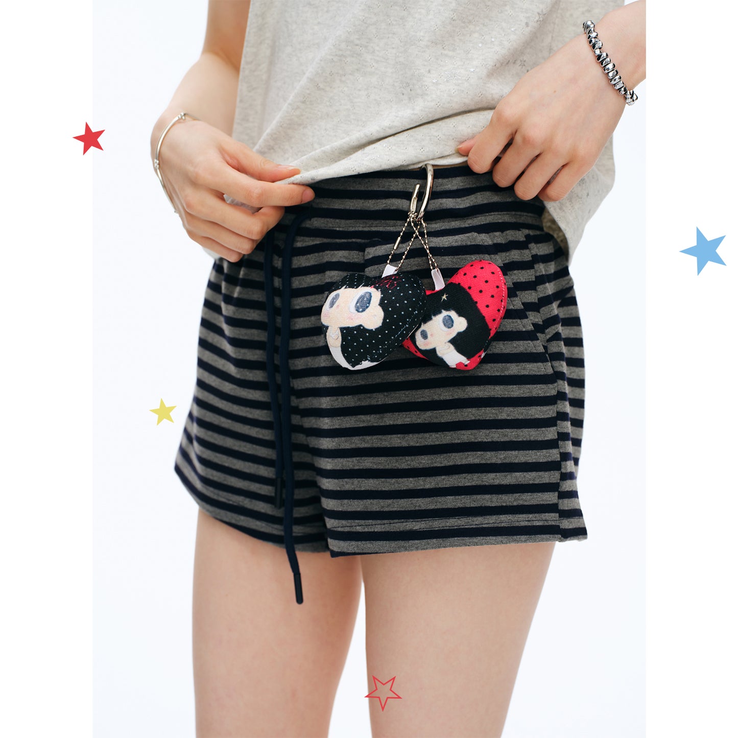【NewJNXS x Kuku】 Striped Knit Elastic Waist Shorts