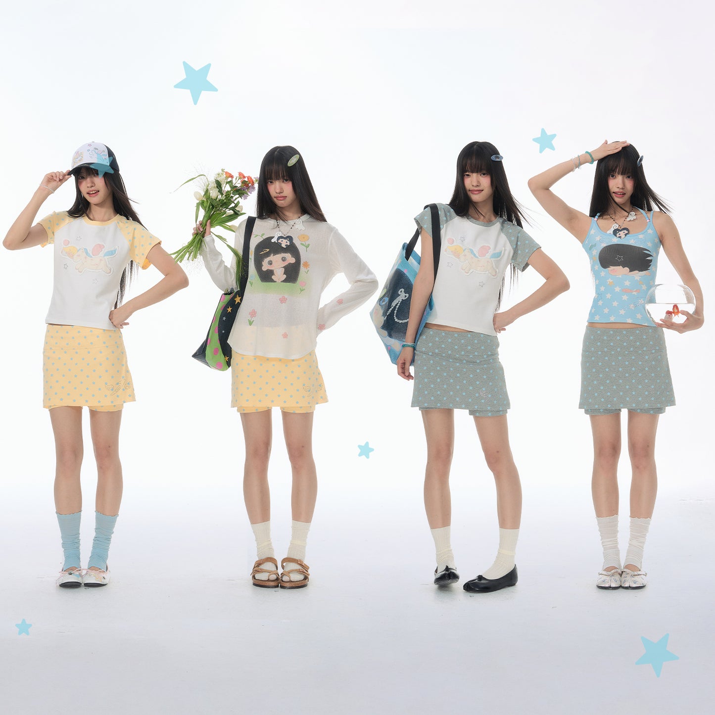 【NewJNXS × Kuku 2.0】Star All-Over Print Layered Skort