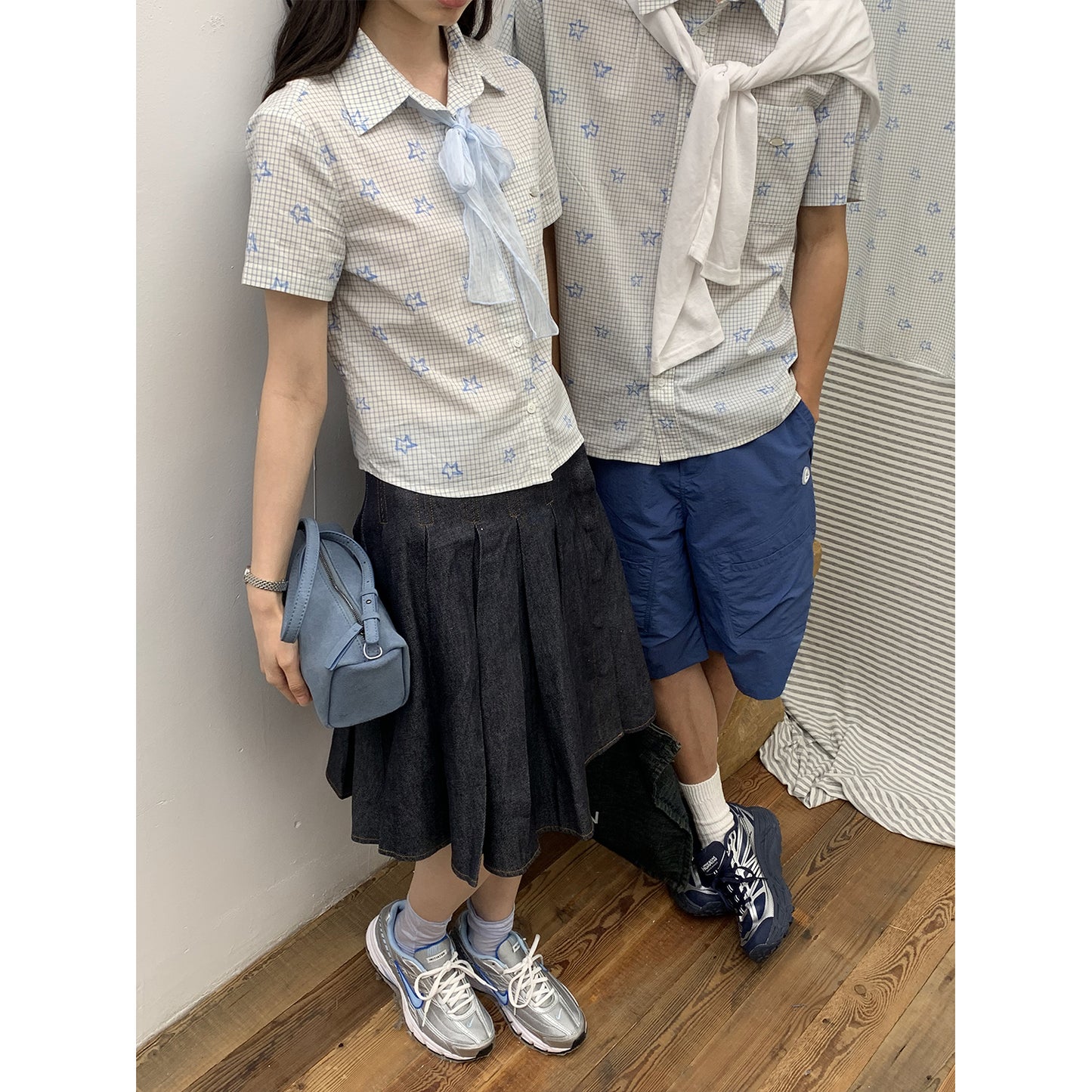 NewJNXS Graffiti Star Plaid Couple Tee