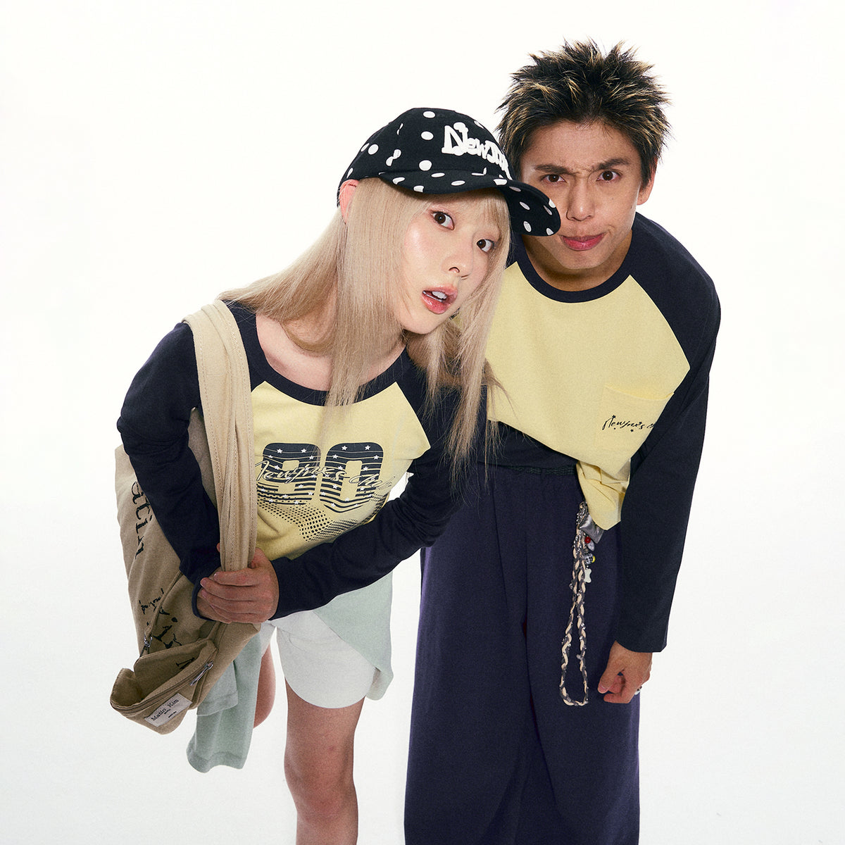 NewJNXS Contrast Panel Number Long Sleeve Tee