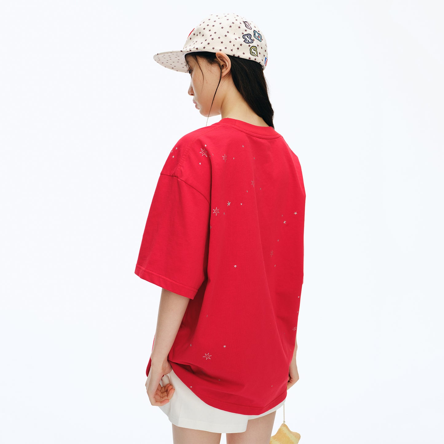 NewJNXS Glitter Star Graphic Oversized T-Shirt