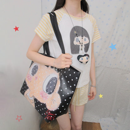 【NewJNXS x Kuku】Cute Girl All-Over Polka Dot Tote Bag