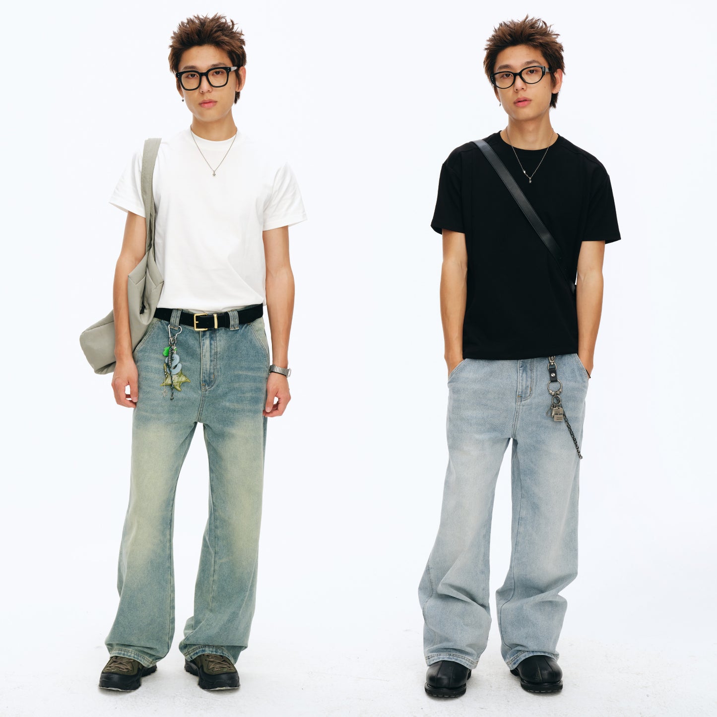 NewJNXS Vintage Washed Twill Denim Pants