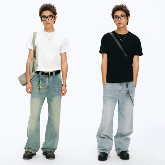 NewJNXS Vintage Washed Twill Denim Pants