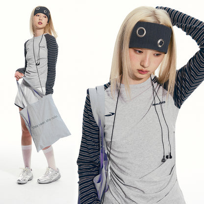 NewJNXS Contrast Stripe Long Sleeve Tee