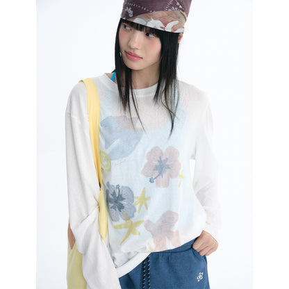 NewJNXS Lyocell Bird & Floral Print Blouse