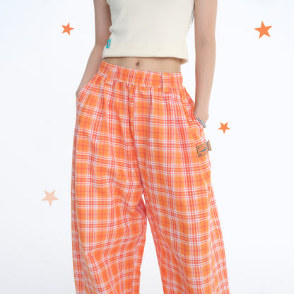 NewJNXS Wrinkle-Resistant Plaid Wide-Leg Pants