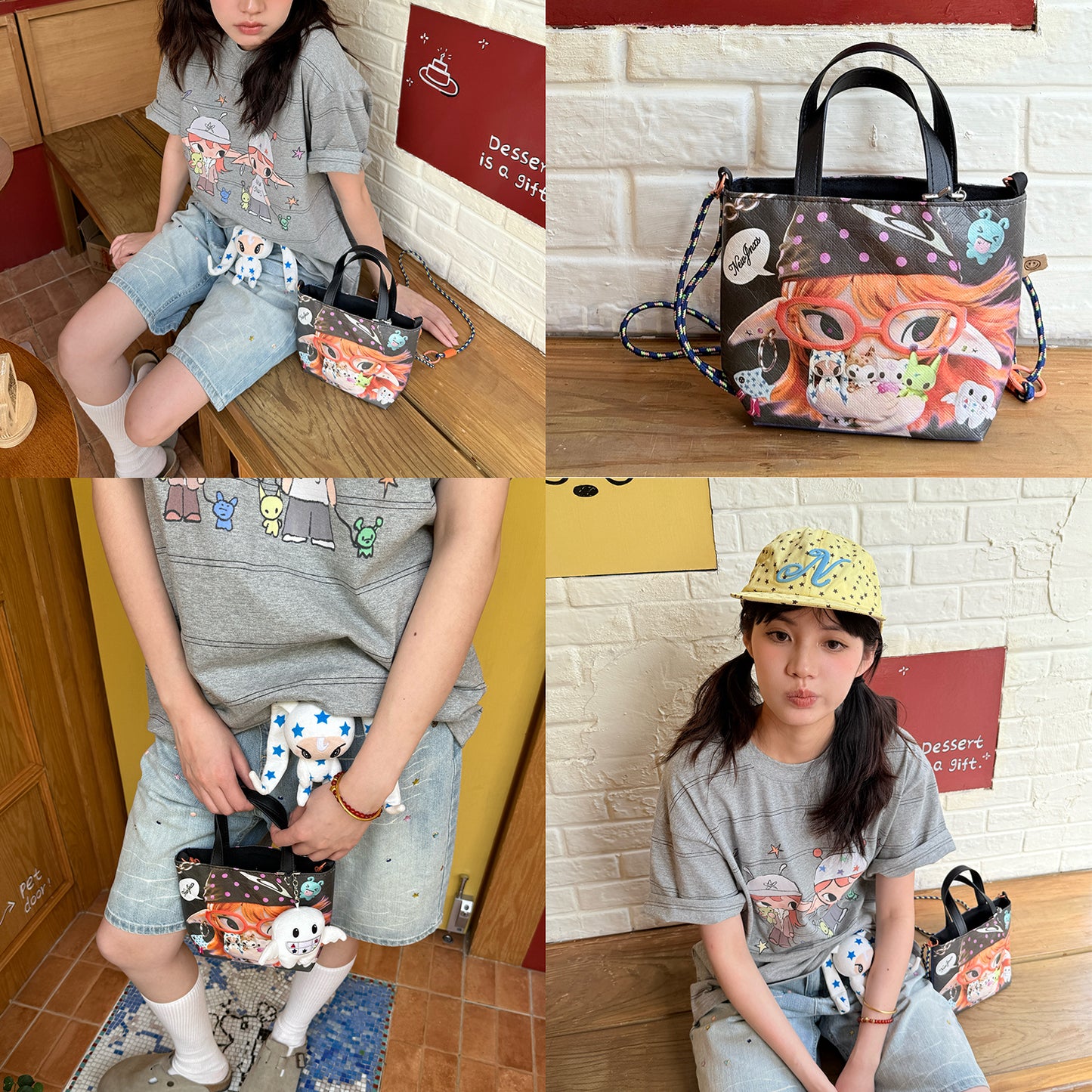 NewJNXS World Alien Girl Graphic Mini Crossbody Bag