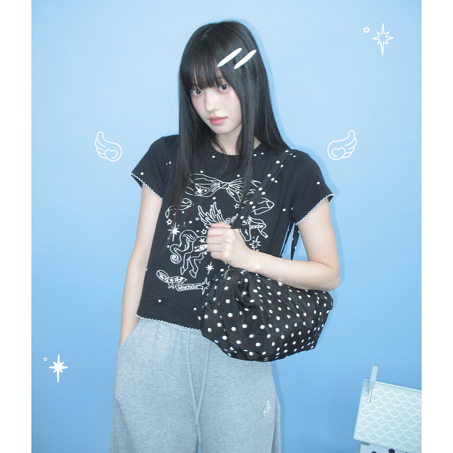 NewJNXS Unicorn Polka Dot Print Slim-Fit T-Shirt& Pet Tee