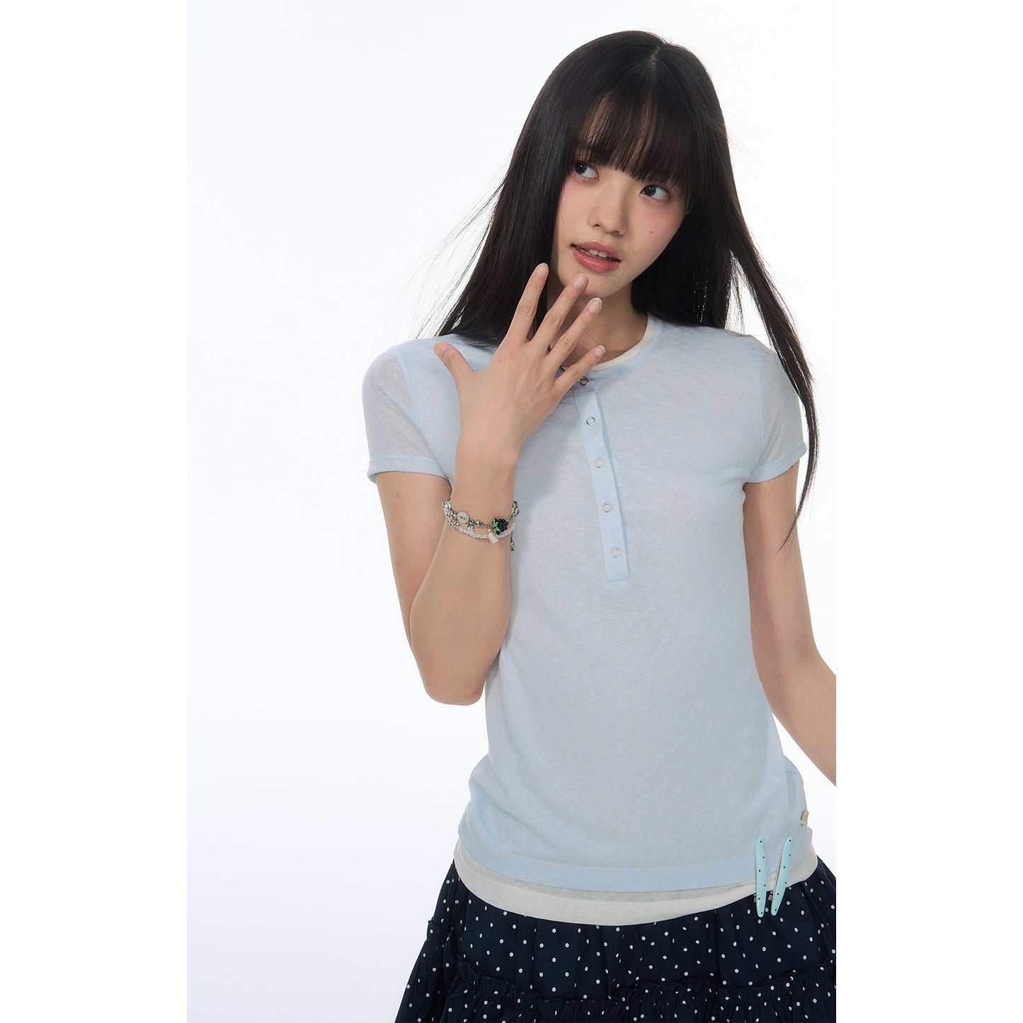NewJNXS Lyocell Contrast Layered Slim-Fit Tee