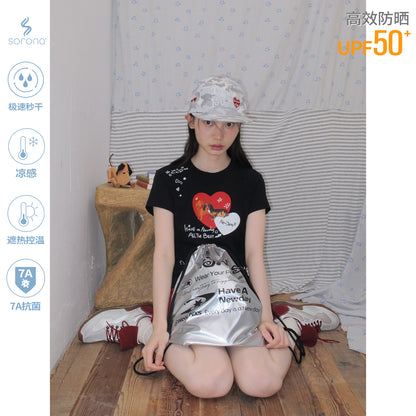 NewJNXS UV Protection Heart Puppy  Graphic Slim  Tee