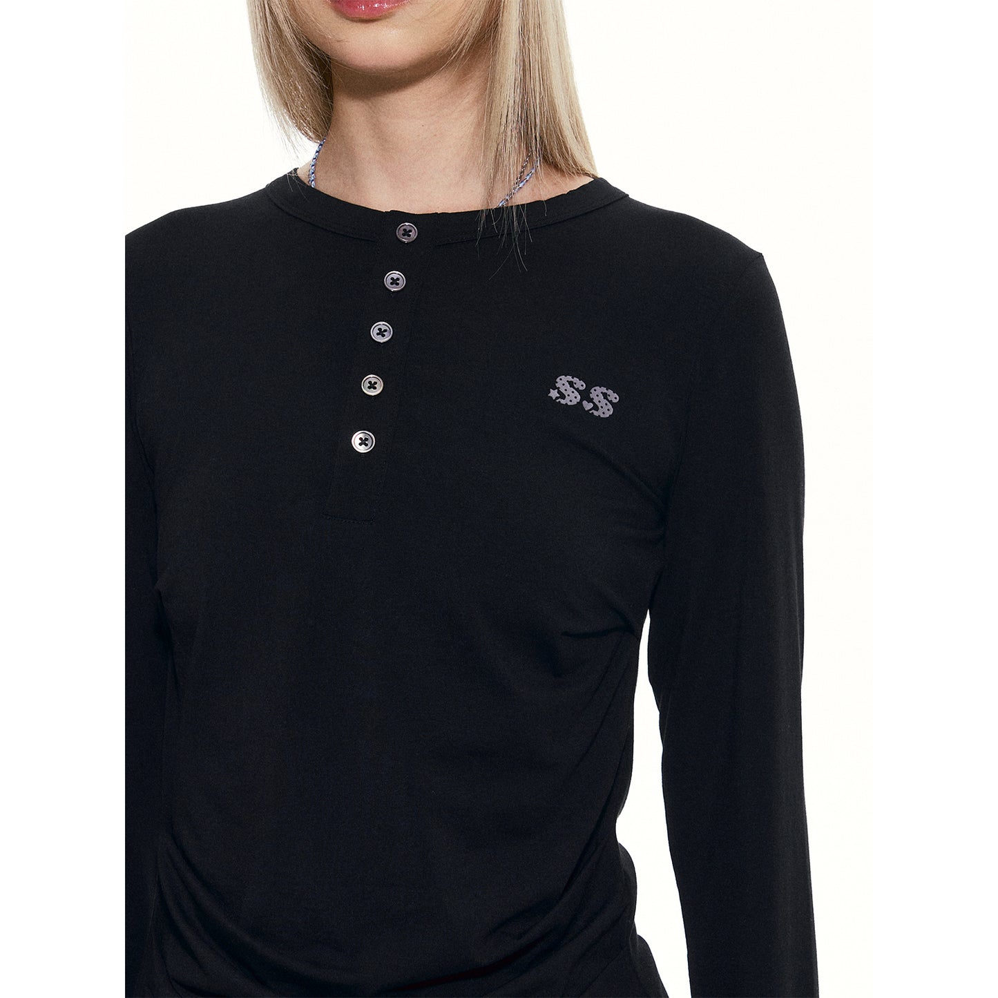 NewJNXS SS  Five-Button Henley Long Sleeve Tee